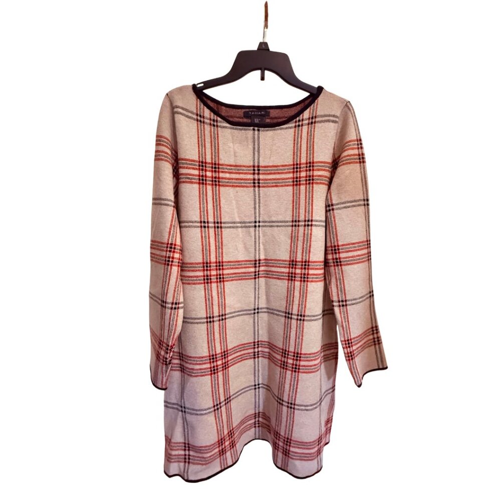 Tahari Plaid Sweater Dress - Size XL